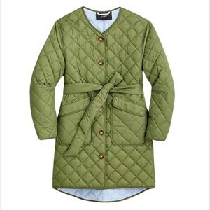 J.Crew Women's XS Reversible Greenwich Quilted Puffer Lightweight Jacket w/ Belt